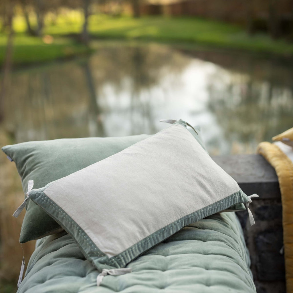 Coussin Elise Chambray Verveine 30 x 50