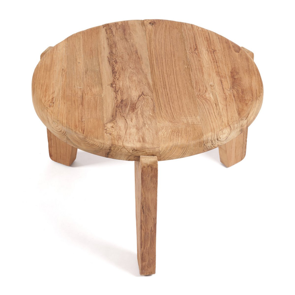 Table basse Wabi Sabi M en teck récupéré – Ø 60 cm