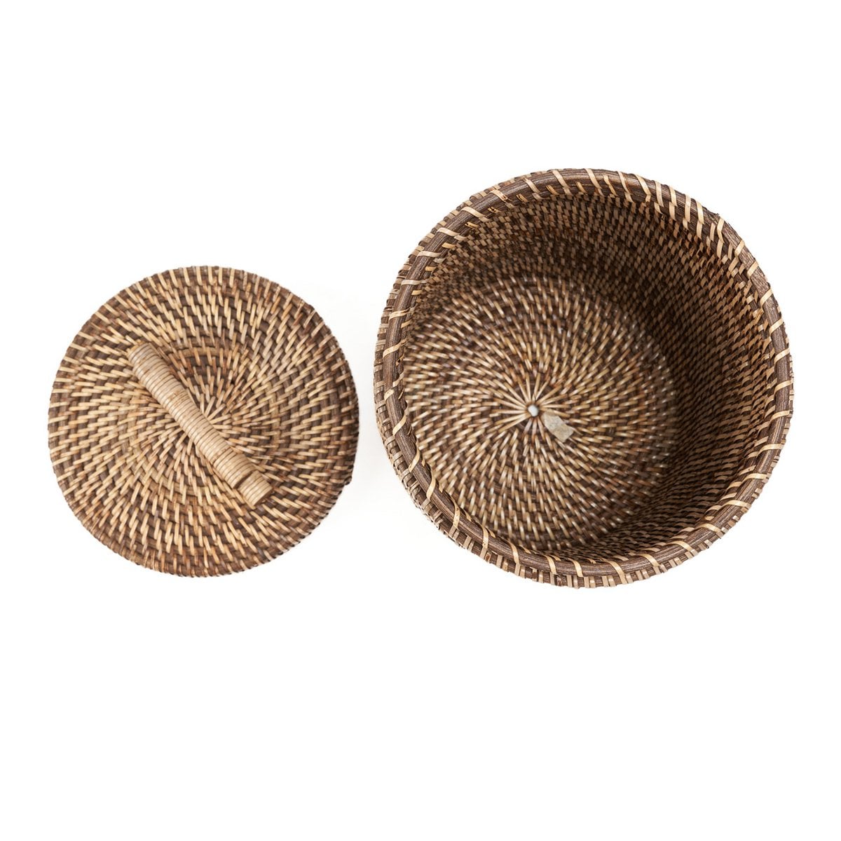 Panier de rangement en rotin avec couvercle – Brun Naturel – Haut | Bazar Bizar