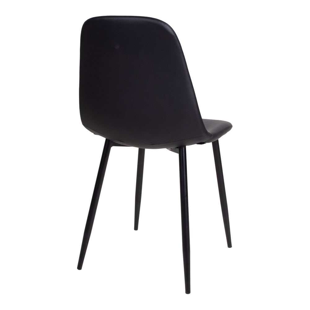 Chaise de salle à manger Stockholm – Noir, cuir PU, pieds en métal noir – Lot de 2