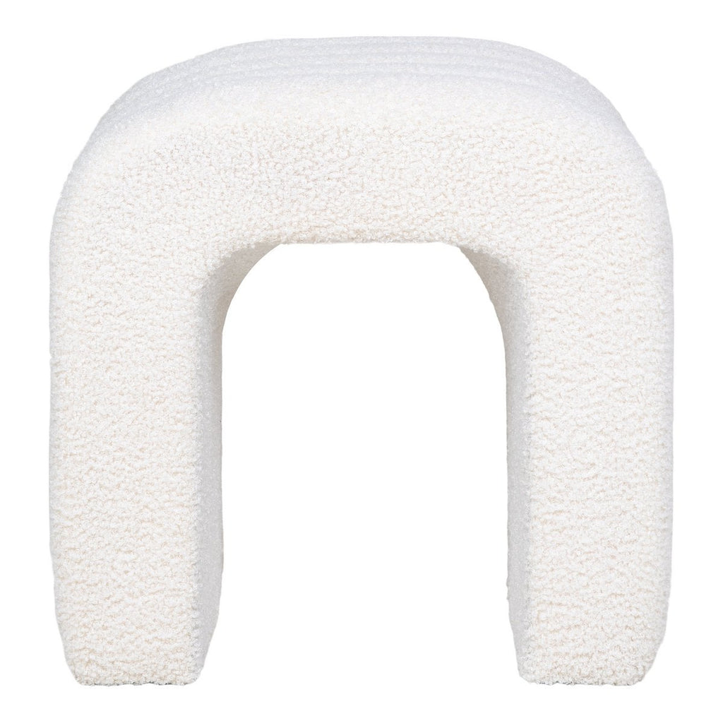 Pouf Colma - MDF, Pinède, Mousse, Polyester, Blanc - 41x36,5 cm