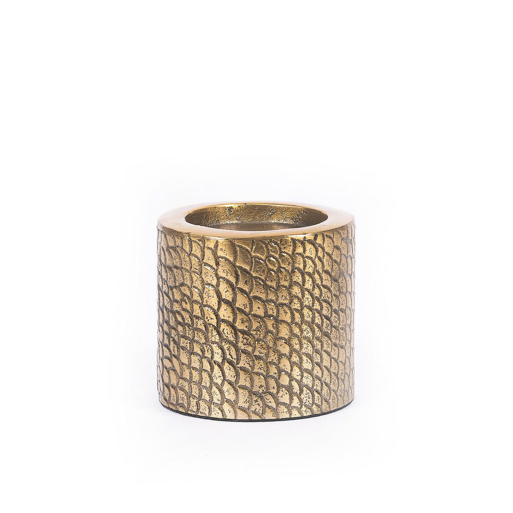 Bougeoir en aluminium Croco – Doré – M | Bazar Bizar