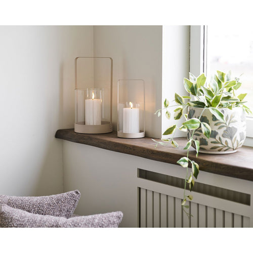 Bougeoirs Hurricane - Verre & Métal Beige, Lot de 2 (S+L)