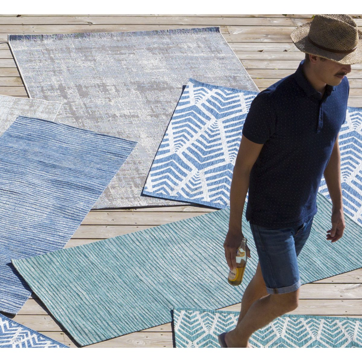 Tapis intérieur extérieur Catania 2 Gris 60 × 110 cm