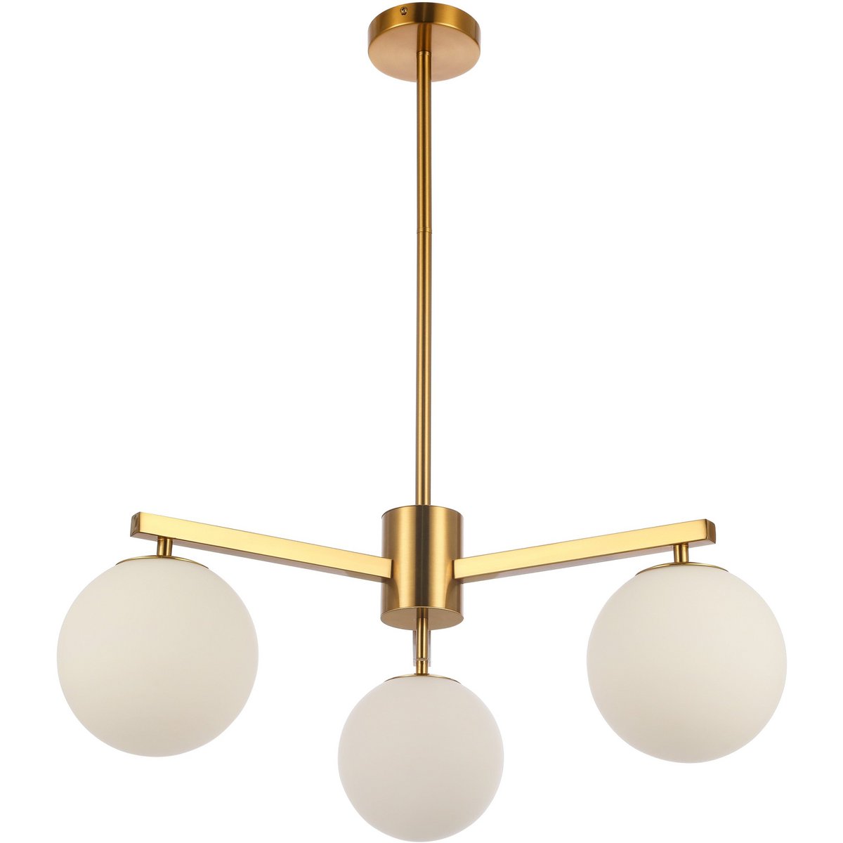 Suspension Stella en verre blanc et laiton satiné – 3 lumières