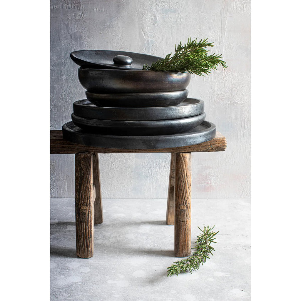 Assiette creuse en terre cuite Brûlée – Noir – M | Bazar Bizar