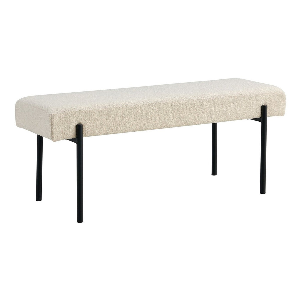 Banc Swindon - Bouclé Blanc, 100x36x42,5cm