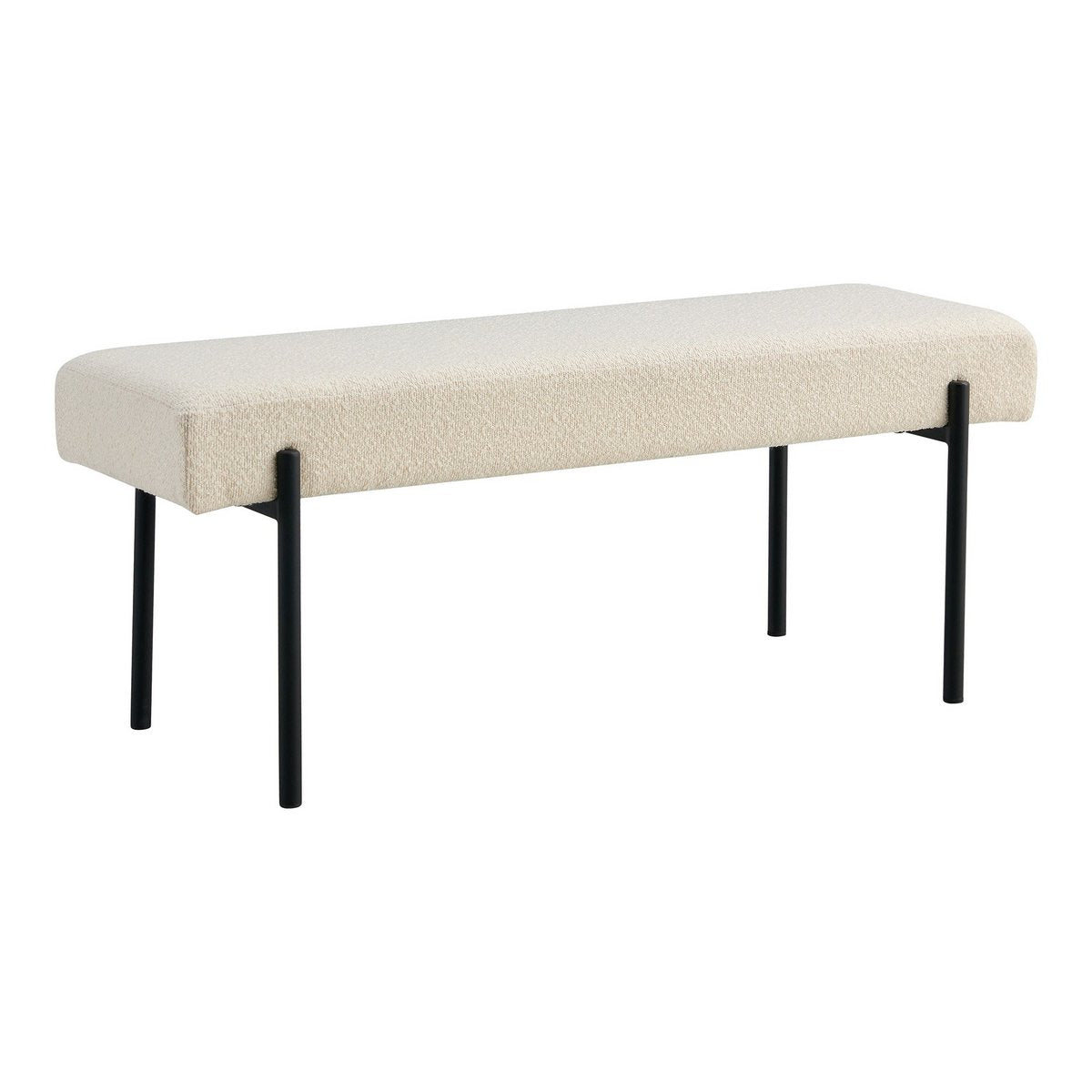 Banc Swindon - Bouclé Blanc, 100x36x42,5cm