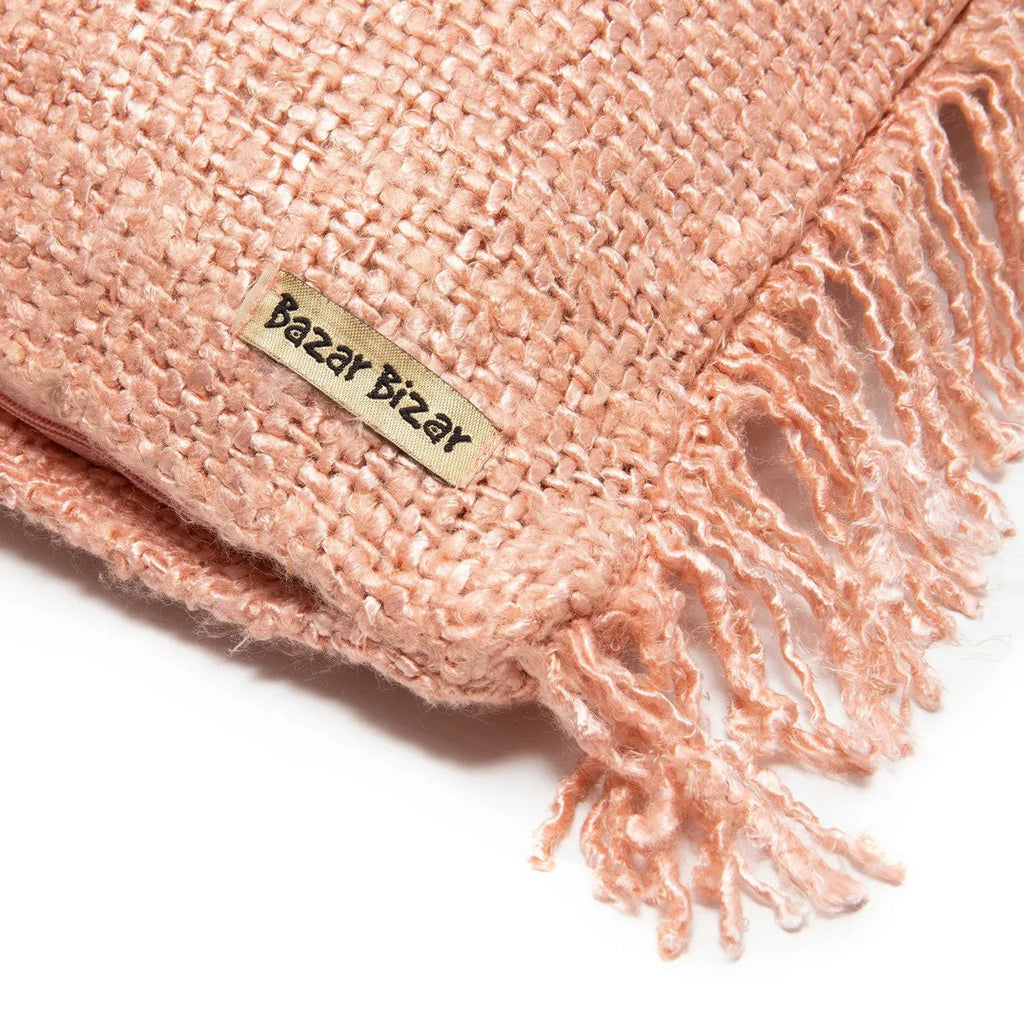 Housse de coussin en coton Oh My Gee – Rose Saumon – 40×40cm | Bazar Bizar