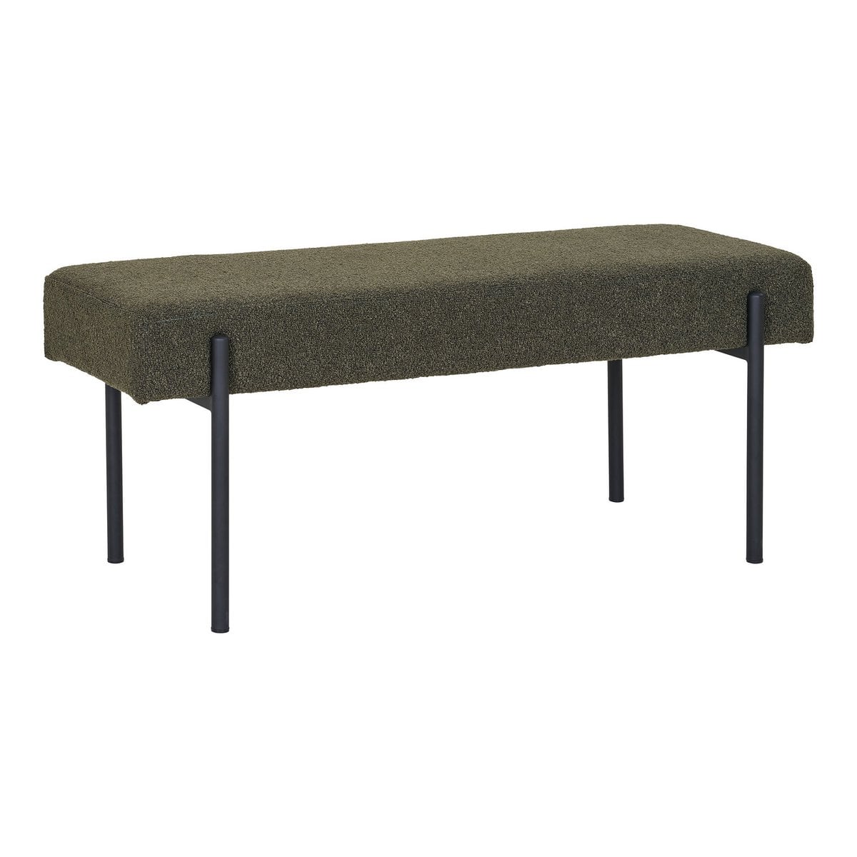 Banc Swindon – Vert foncé, acier, tissu, contreplaqué, 100 x 36 x 42,5 cm