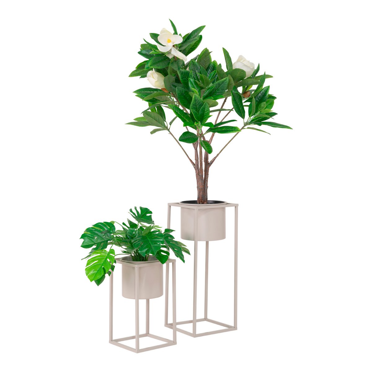 Pots de Fleurs Marla - Beige/Gris, Acier - Lot de 2