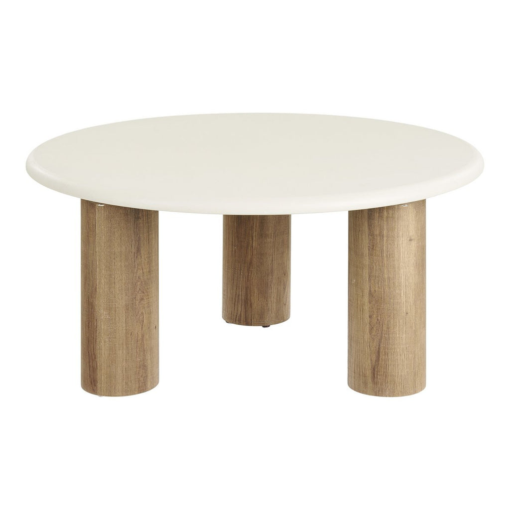 Table basse Fondi aspect ciment sable et marron – Ø 80 × 40 cm