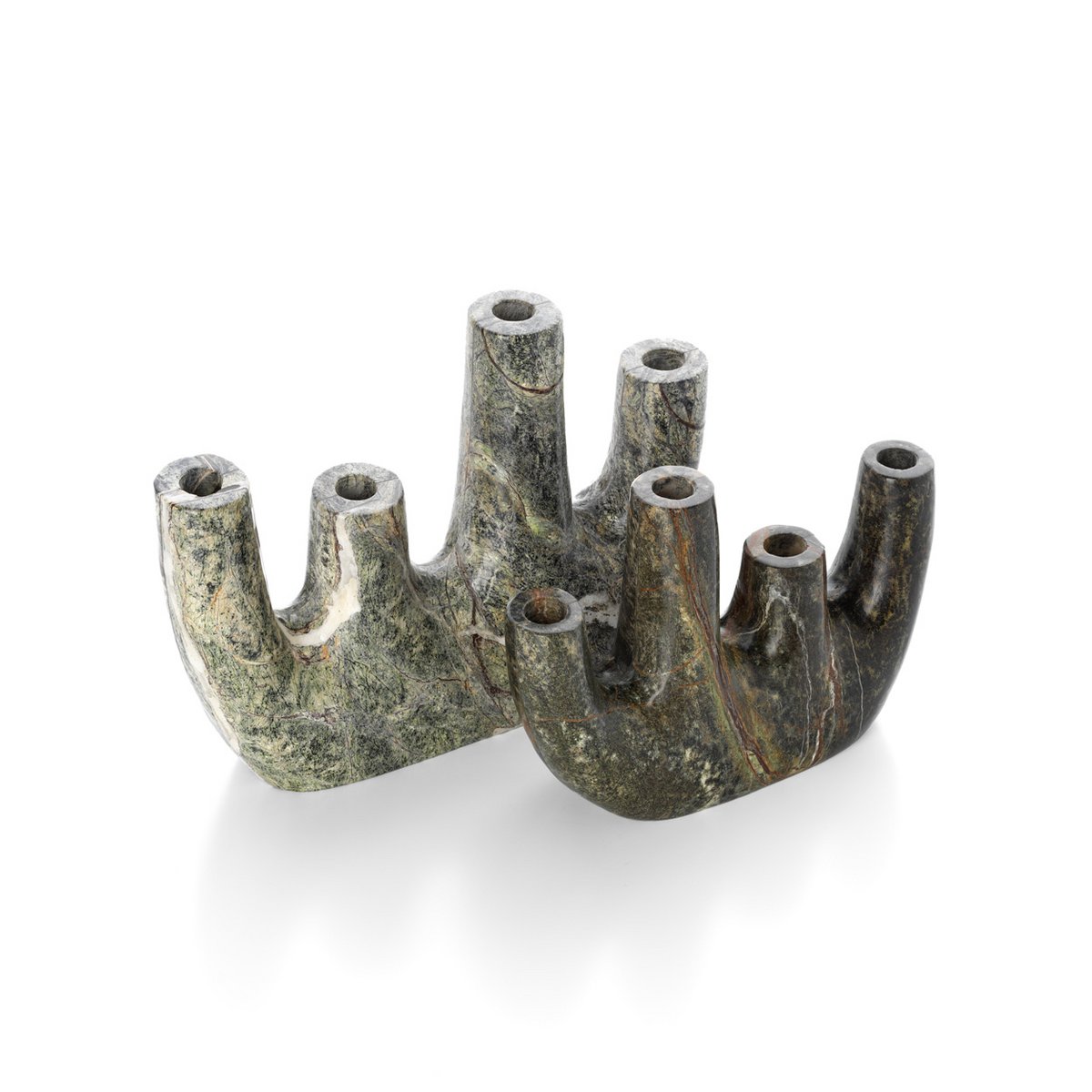 Vase bas Bidasar en marbre vert – 17,5 cm