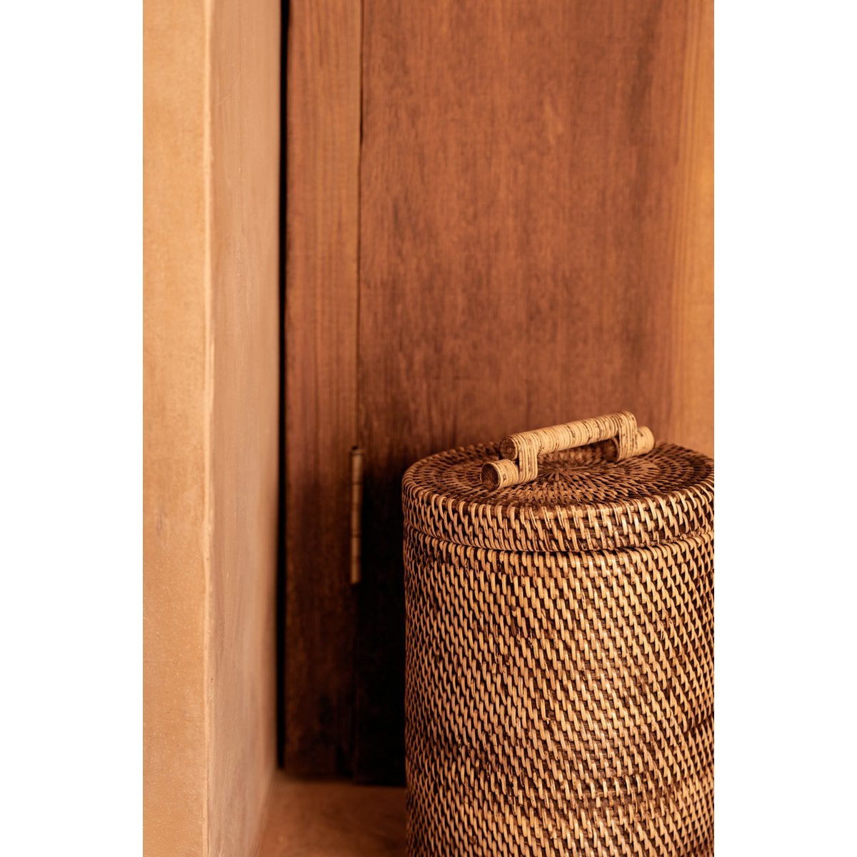 Panier de rangement en rotin avec couvercle – Brun Naturel – Haut | Bazar Bizar