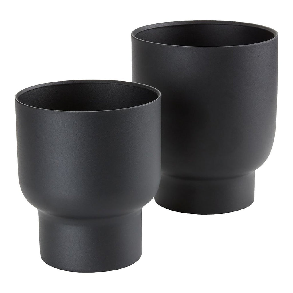 Pots de Fleurs Fulda Métal Noir, Lot de 2