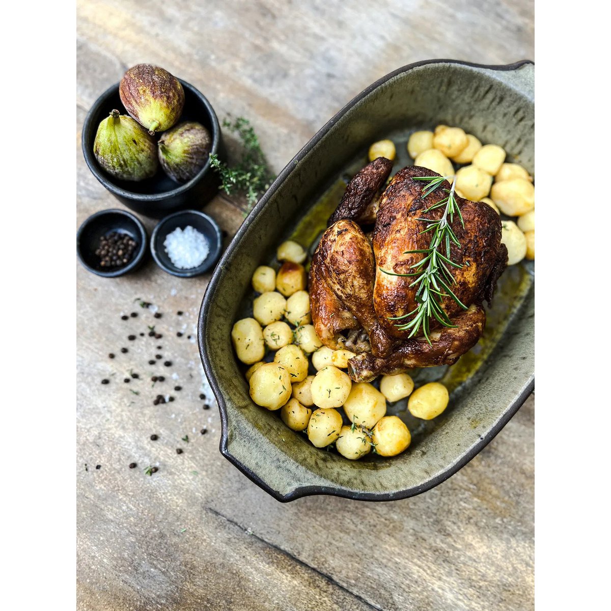 Plat de four en grès Comporta – Vert Glaçure Craquellée – L | Bazar Bizar