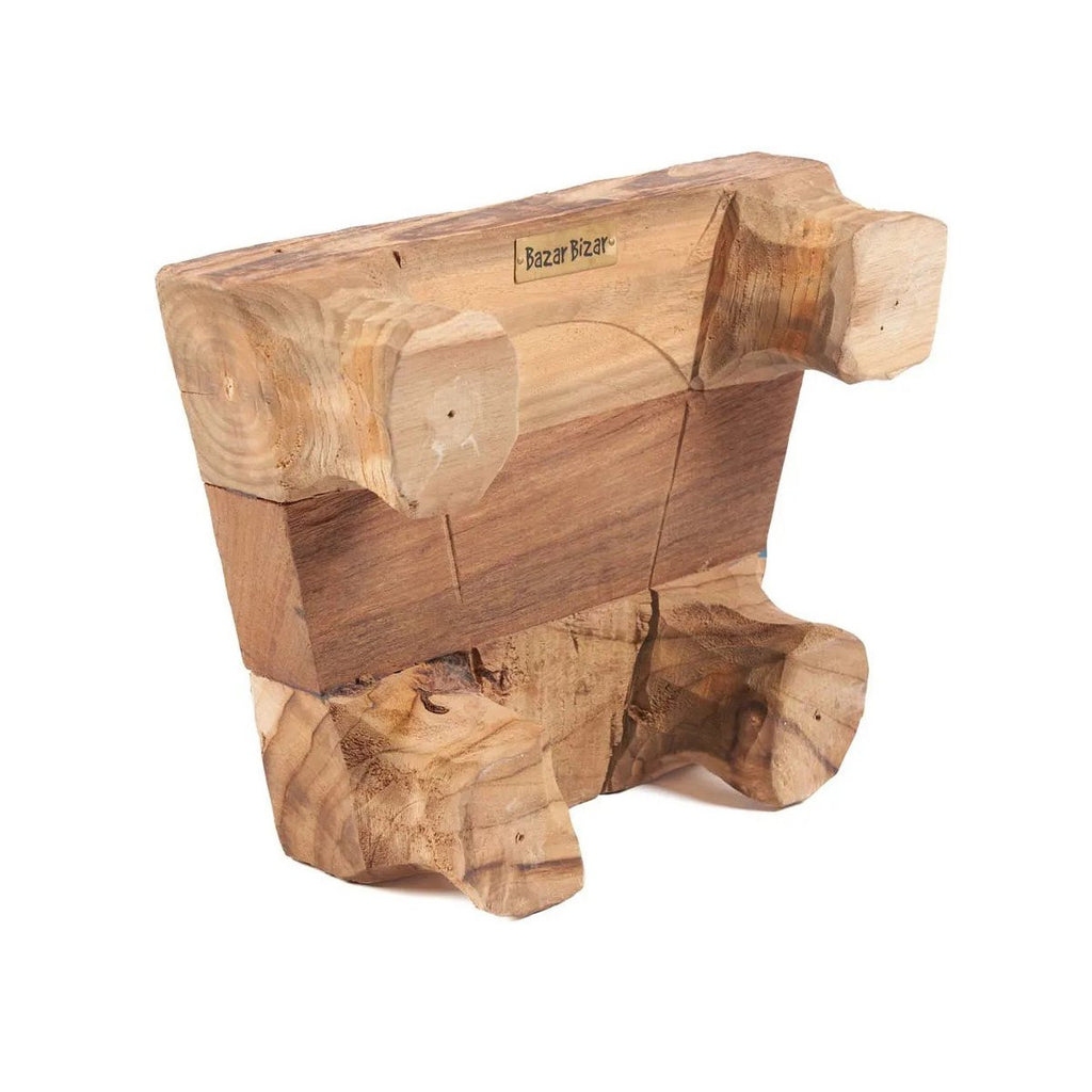 Plateau en teck massif Yummy Tray – Naturel – Pieds Surelevés | Bazar Bizar
