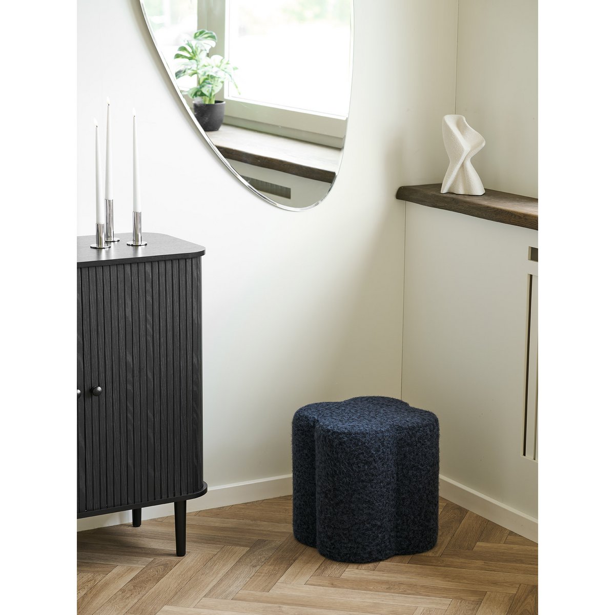 Pouf rond Durban bleu Ø 42 × H 38 cm