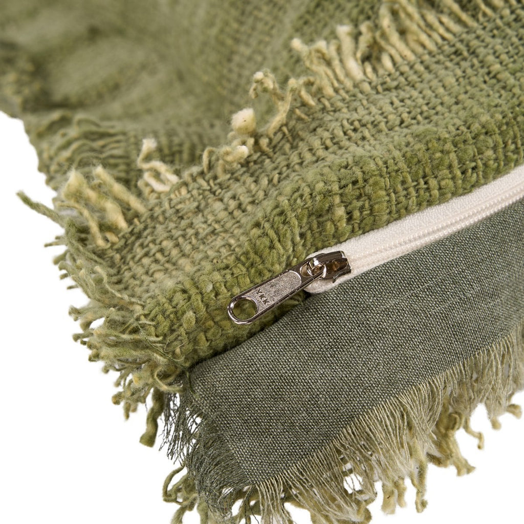 Housse de coussin à franges Jungle Fringe – Vert – 50×50cm | Bazar Bizar