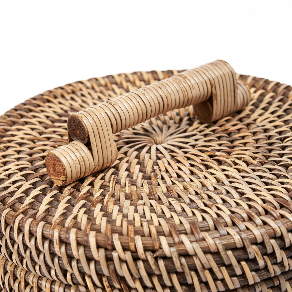 Panier de rangement en rotin avec couvercle – Brun Naturel – Haut | Bazar Bizar