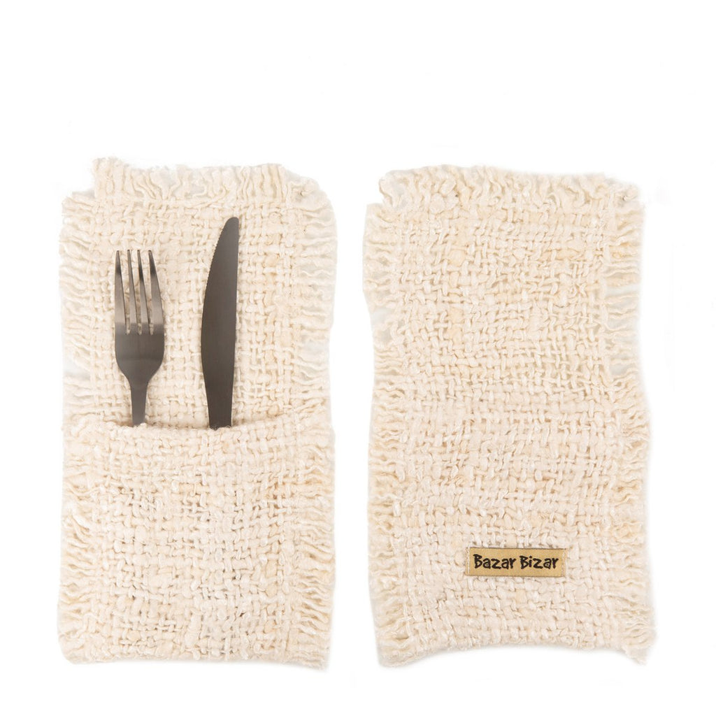 Porte-couverts Oh My Gee crème en coton 25 cm