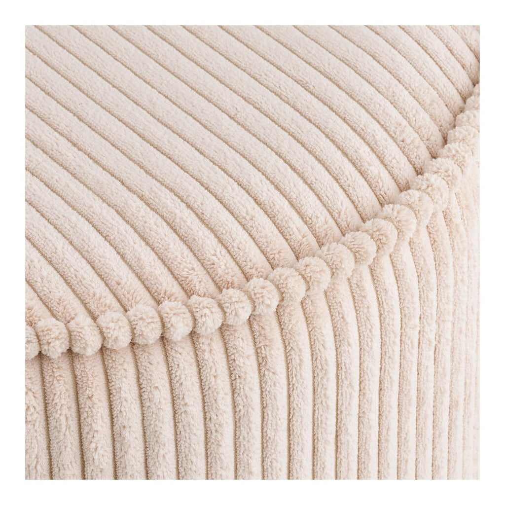 Pouf Taupo - Velours Côtelé Beige, Ø40x35 cm
