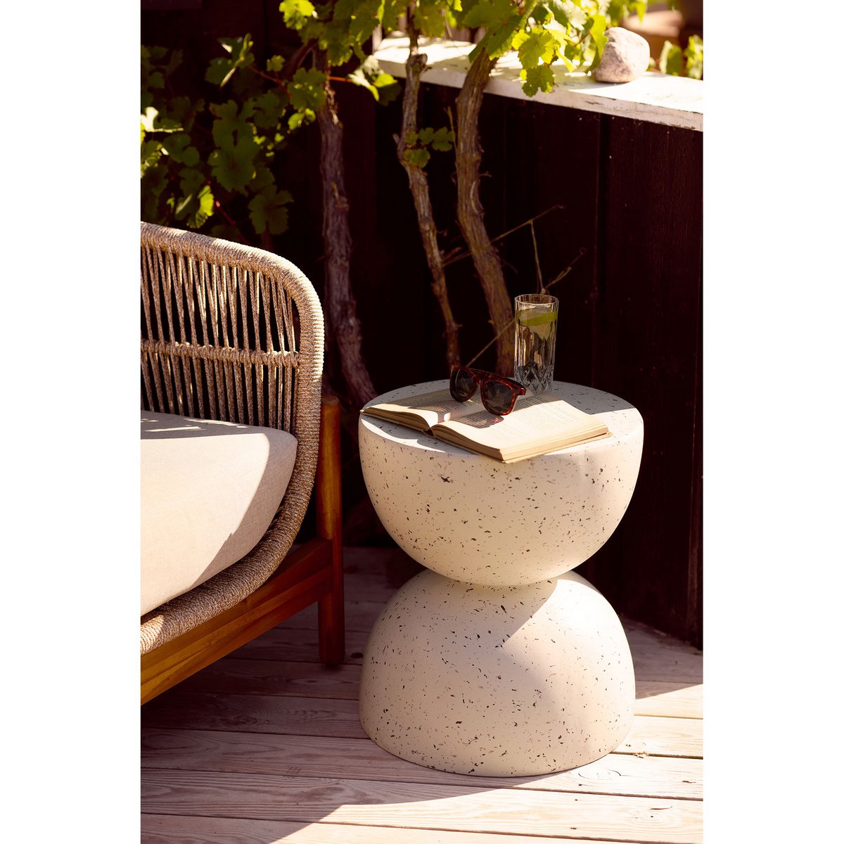 Table d'Appoint Bonita - Fiberclay Aspect Terrazzo, Ø40x45 cm