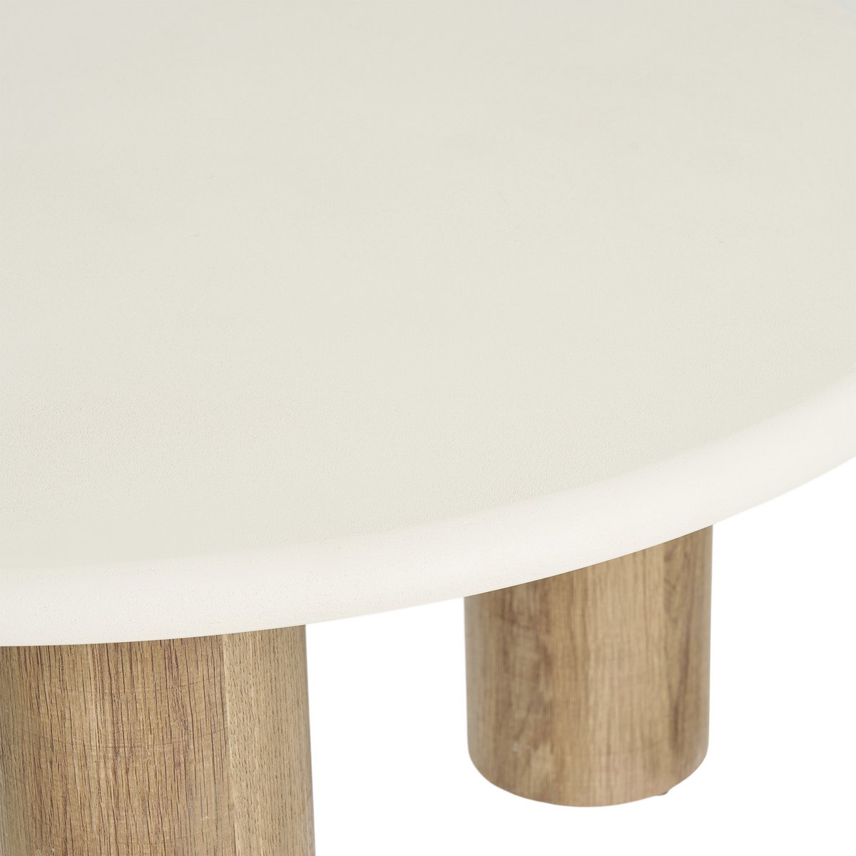 Table basse Fondi aspect ciment sable et marron – Ø 80 × 40 cm