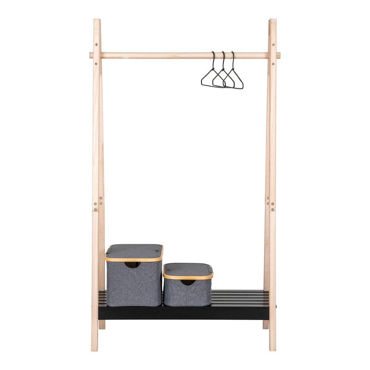 Portant Torino - Naturel/Noir, MDF/Paulownia, 94,5x39x170 cm