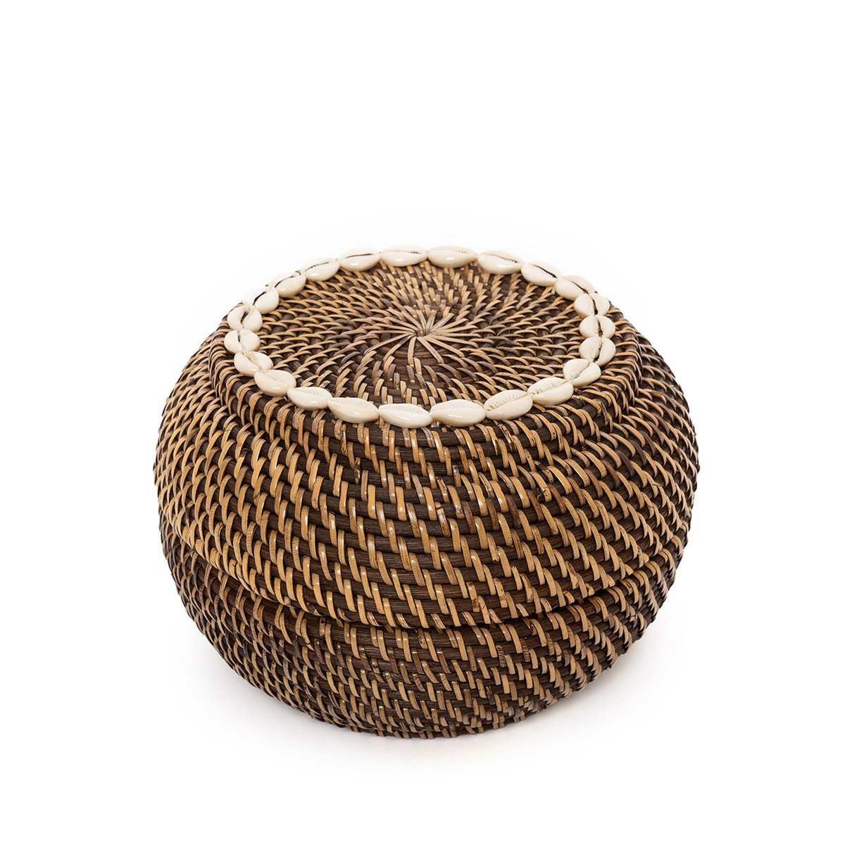 Panier en rotin orné de cauris Colonial Peek-a-Boo – Brun Naturel – M | Bazar Bizar