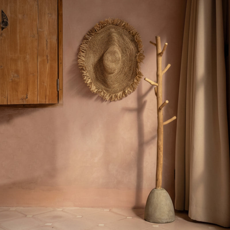 Porte-manteau en béton et teck – Naturel | Bazar Bizar