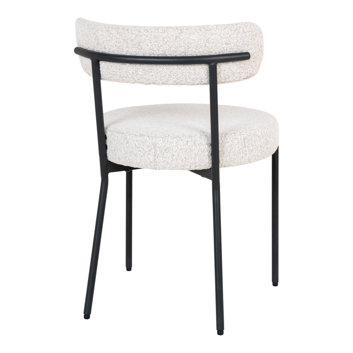 Chaise de Salle à Manger Badalona - Bouclé Blanc, Pieds Noirs - Lot de 2