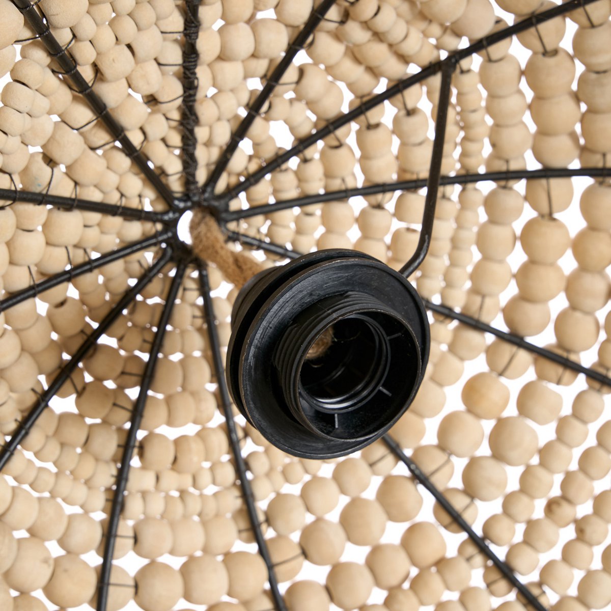 Suspension dôme en perles de bois – Naturel | Bazar Bizar