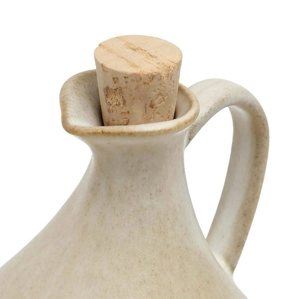Huilier en grès N°80 – Blanc Mat Forme Poire – Bouchon Liège | Bazar Bizar