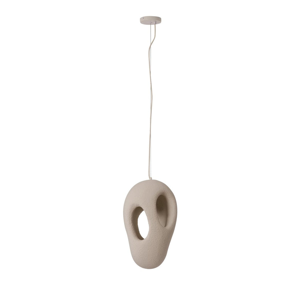 Suspension Aki beige sable en métal aspect plâtre – Ø 43 cm