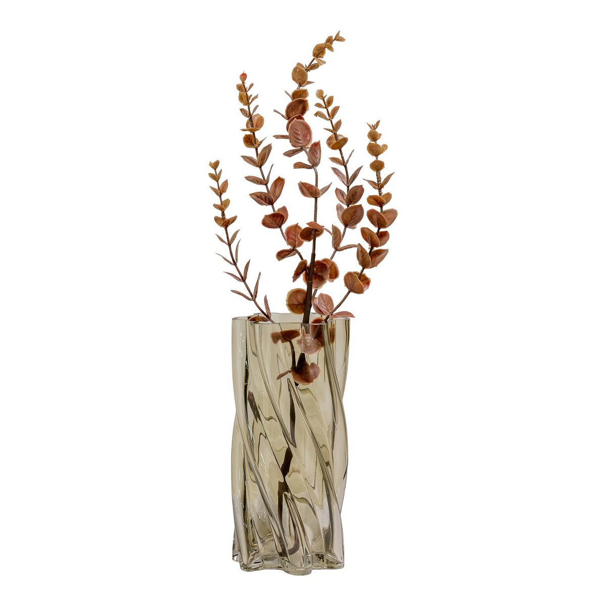 Vase en verre soufflé bouche vert fumé – Ø12,5x25 cm