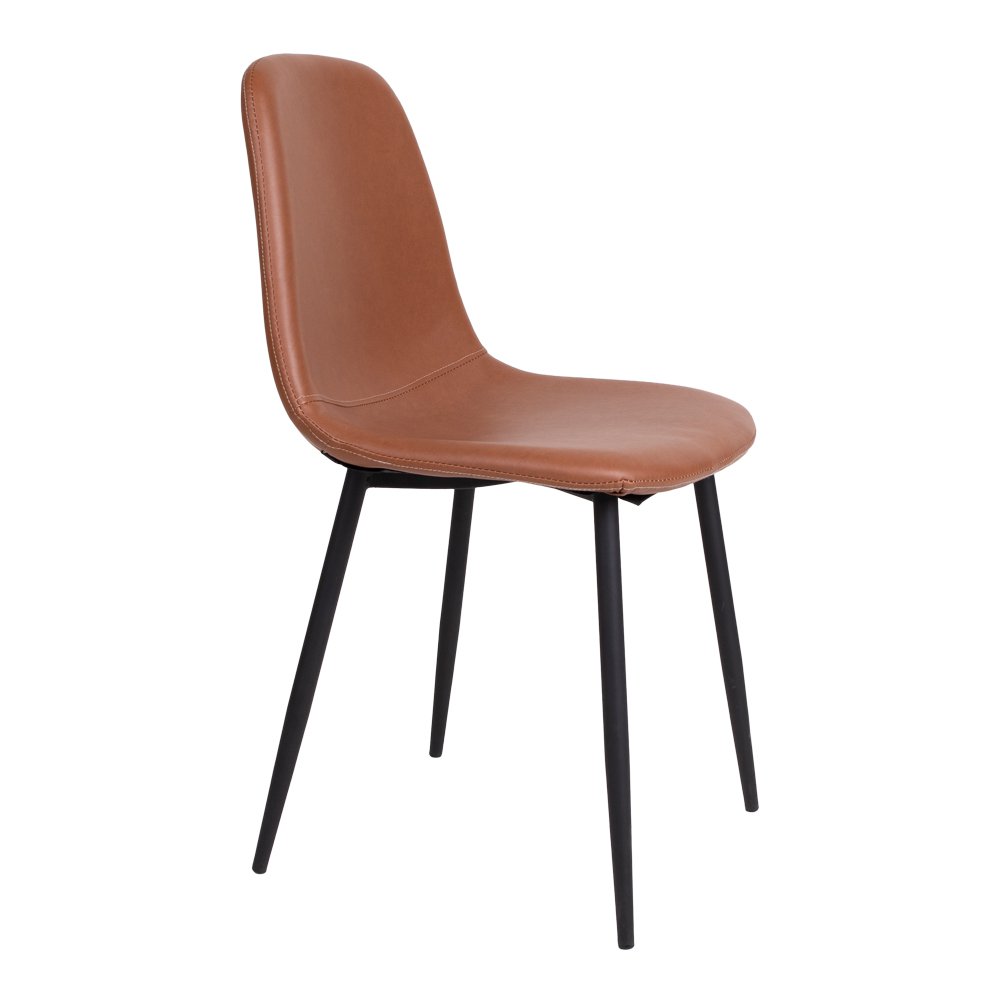 Chaise de salle à manger Stockholm - Marron, cuir PU, pieds en métal noir, 54x44x88cm - lot de 2