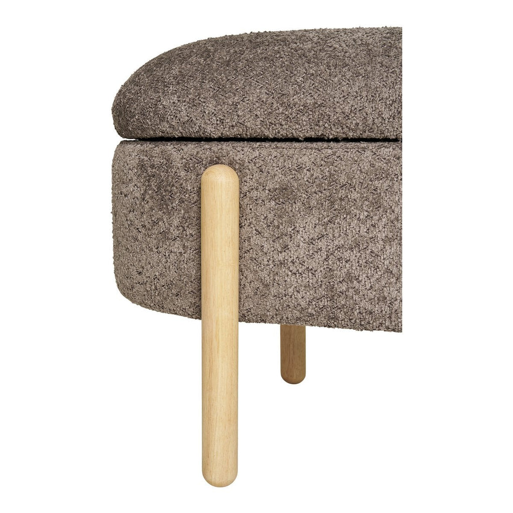 Banc Branca - Marron/Naturel, Polyester/Mousse/Contreplaqué, 98x41x48 cm
