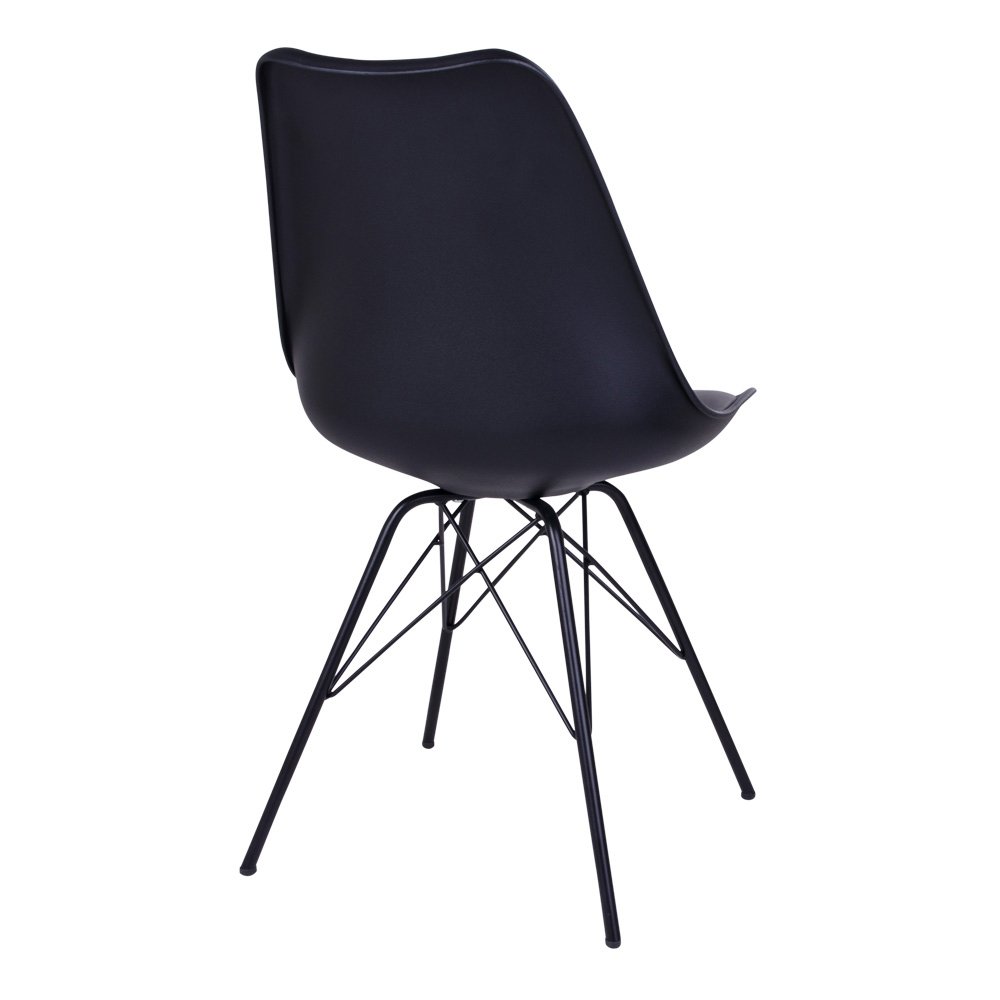 Chaise de salle à manger Oslo – Cuir PU, plastique moulé, métal, noir – Lot de 2