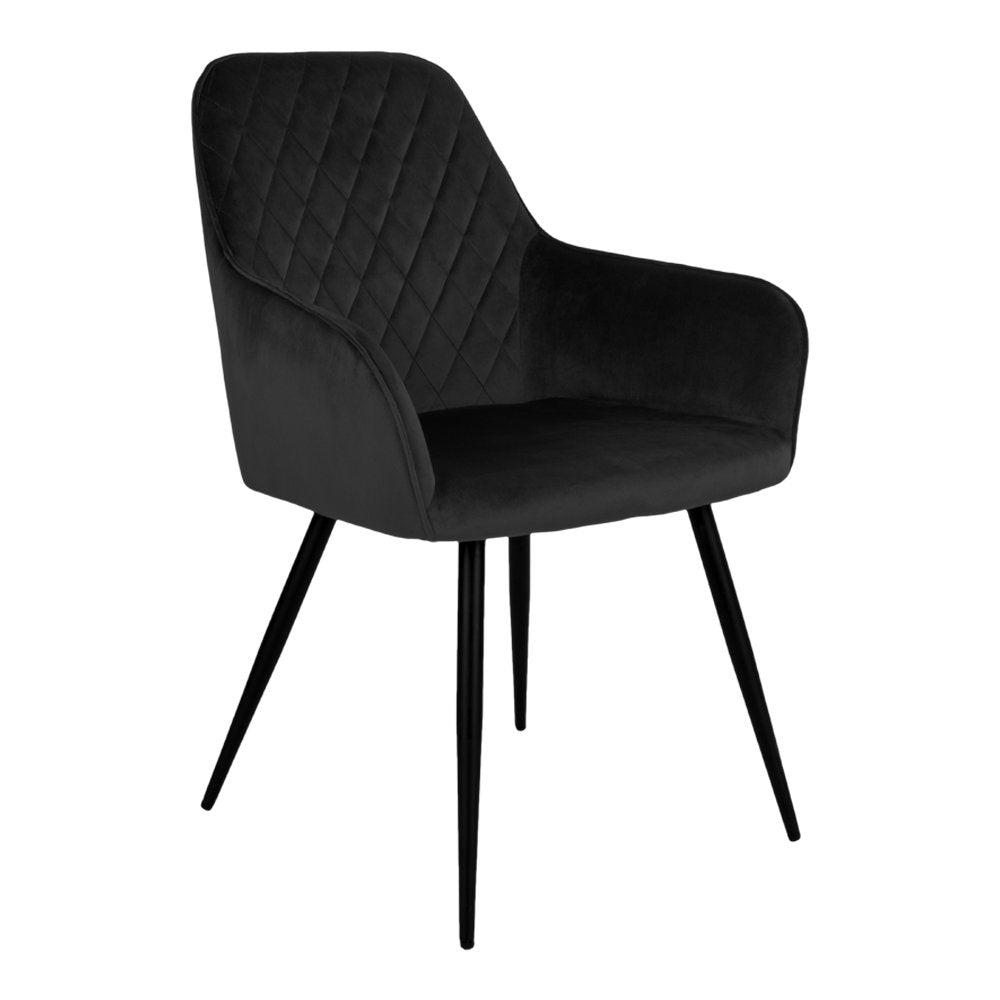 Chaise de salle à manger Harbo - Velours, Acier, Noir - Lot de 2