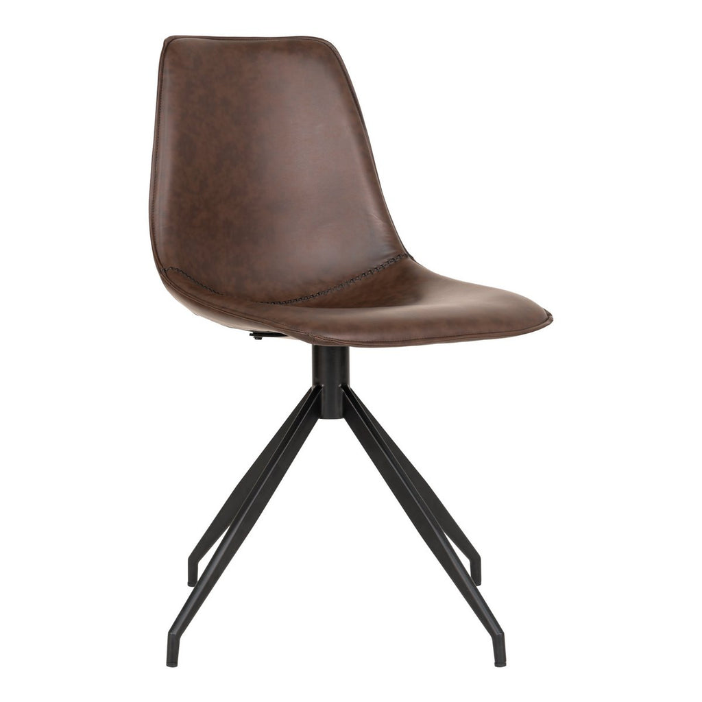 Chaise de salle à manger Monaco pivotante – Cuir PU marron foncé (lot de 2)