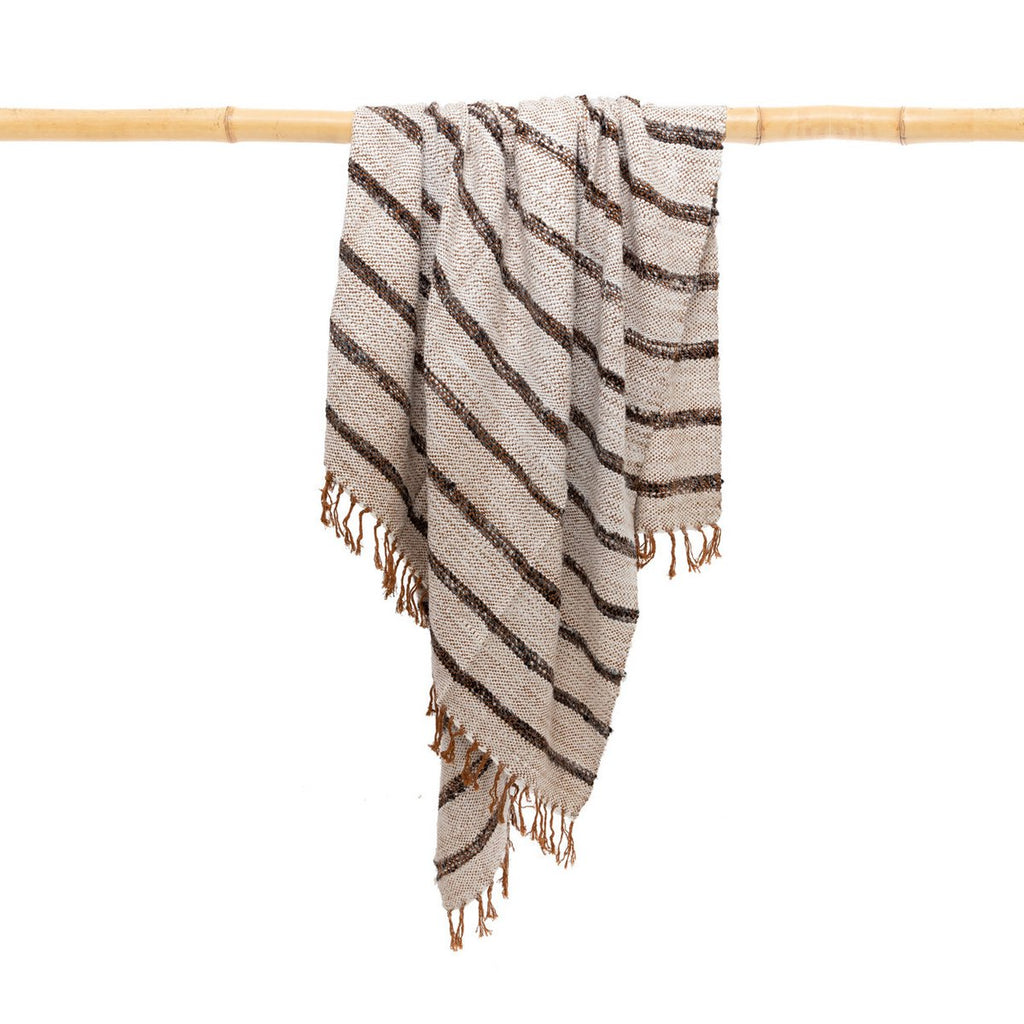 Plaid en coton à franges S’il Vous Plaît – Blanc Bohème | Bazar Bizar