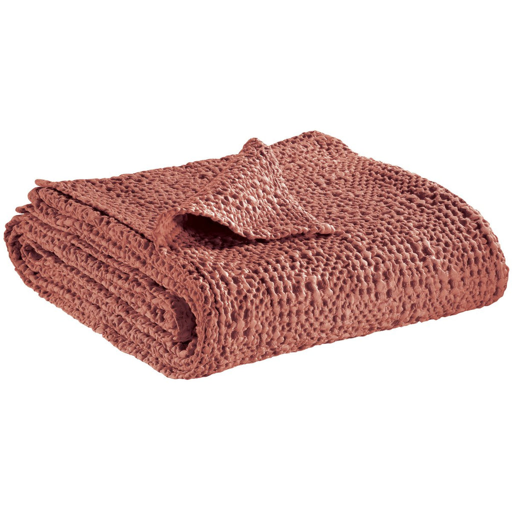 Jeté de lit Tana Blush en coton stonewashed 240 × 260 cm
