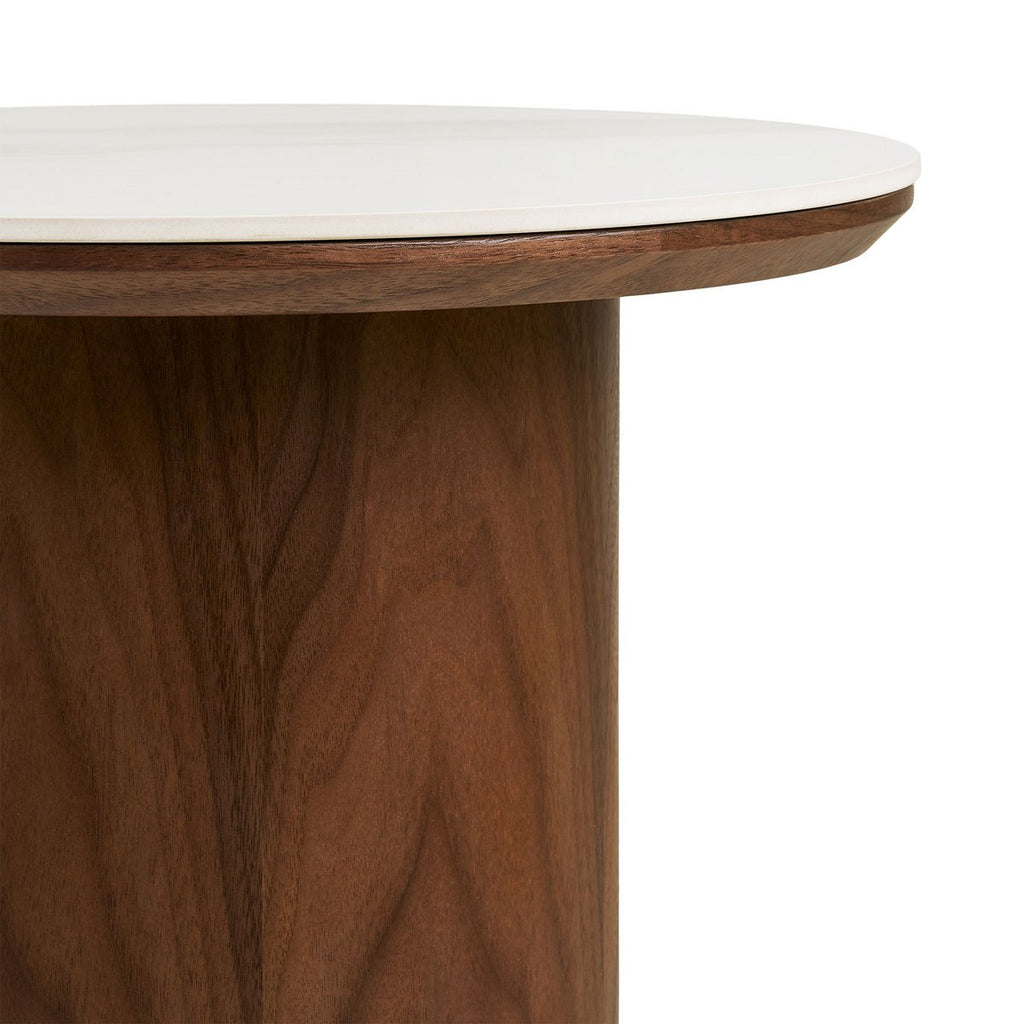Table d'Appoint Noli - Céramique & Frêne, Ø40x38 cm