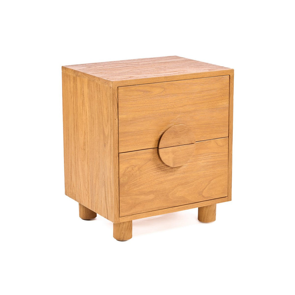 Table de nuit en teck massif Eclipse – Naturel – 2 tiroirs | Bazar Bizar