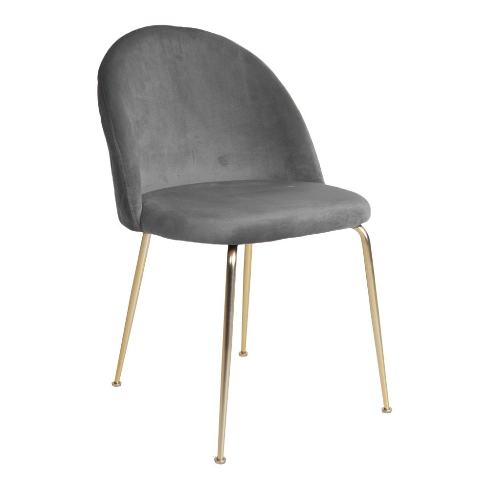 Chaise de salle à manger Geneve - Velours, Acier, Gris - Lot de 2