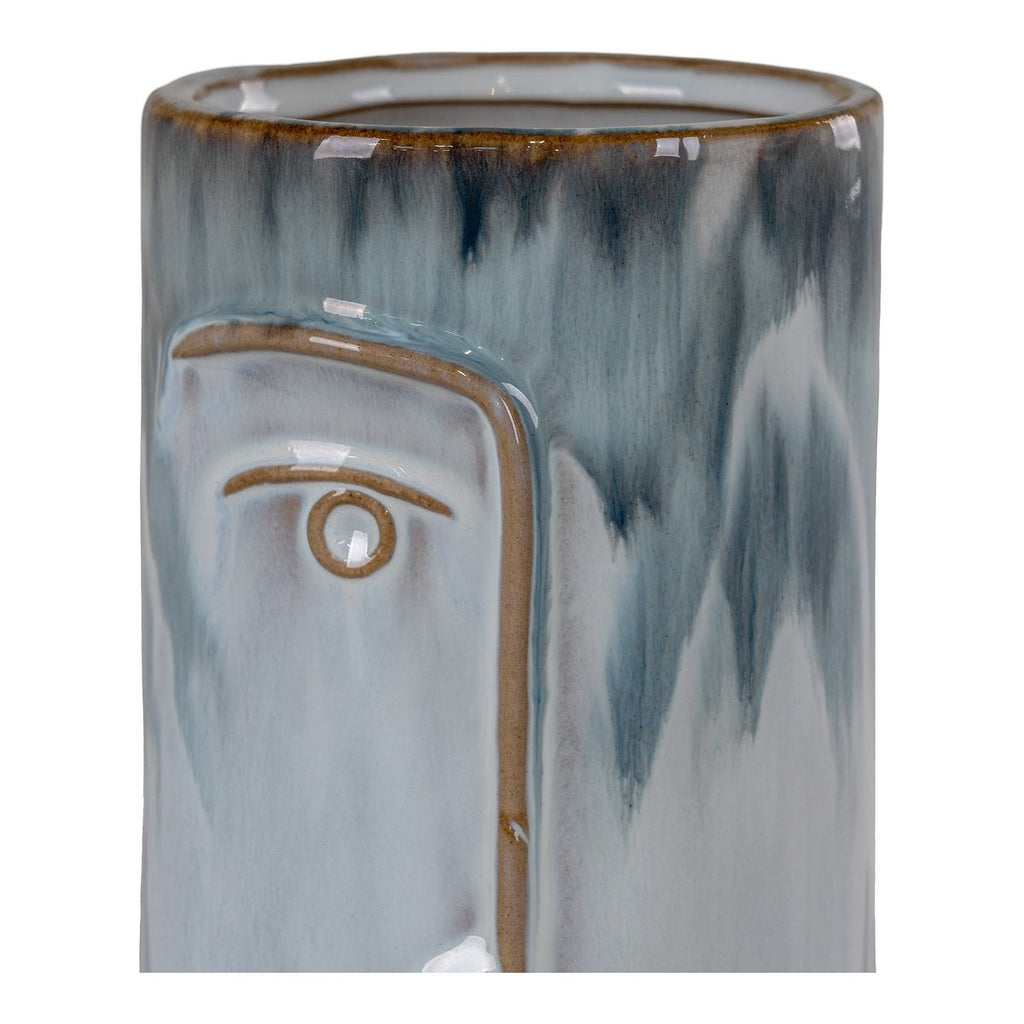 Vase - Porcelaine Peinte à la Main, Bleu Bicolore, 9,5x17 cm