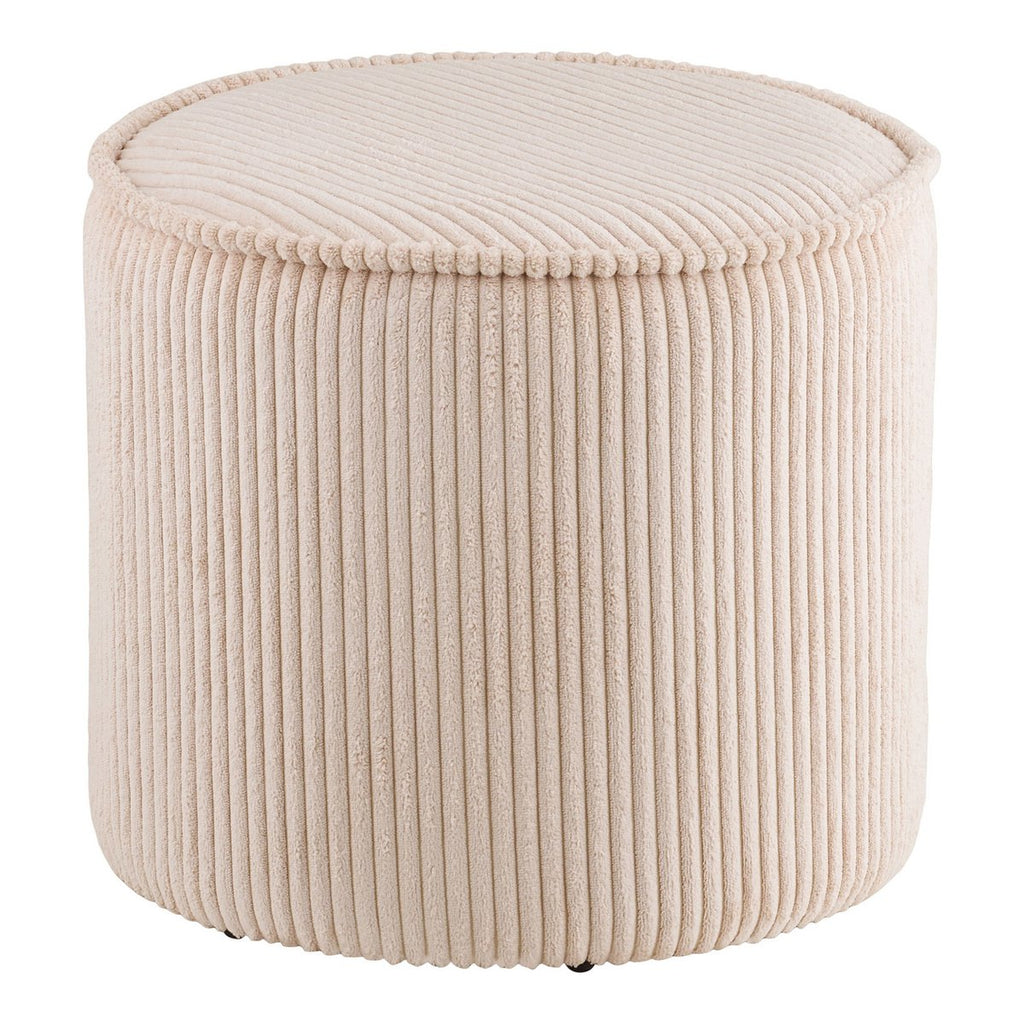 Pouf Taupo - Velours Côtelé Beige, Ø40x35 cm