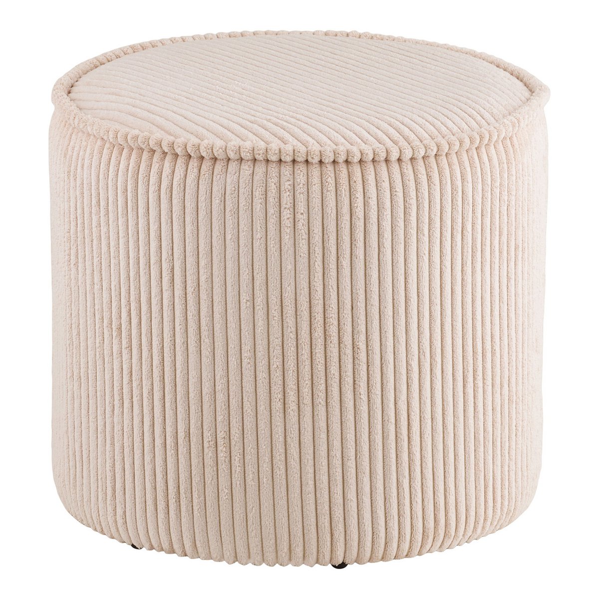 Pouf Taupo - Velours Côtelé Beige, Ø40x35 cm