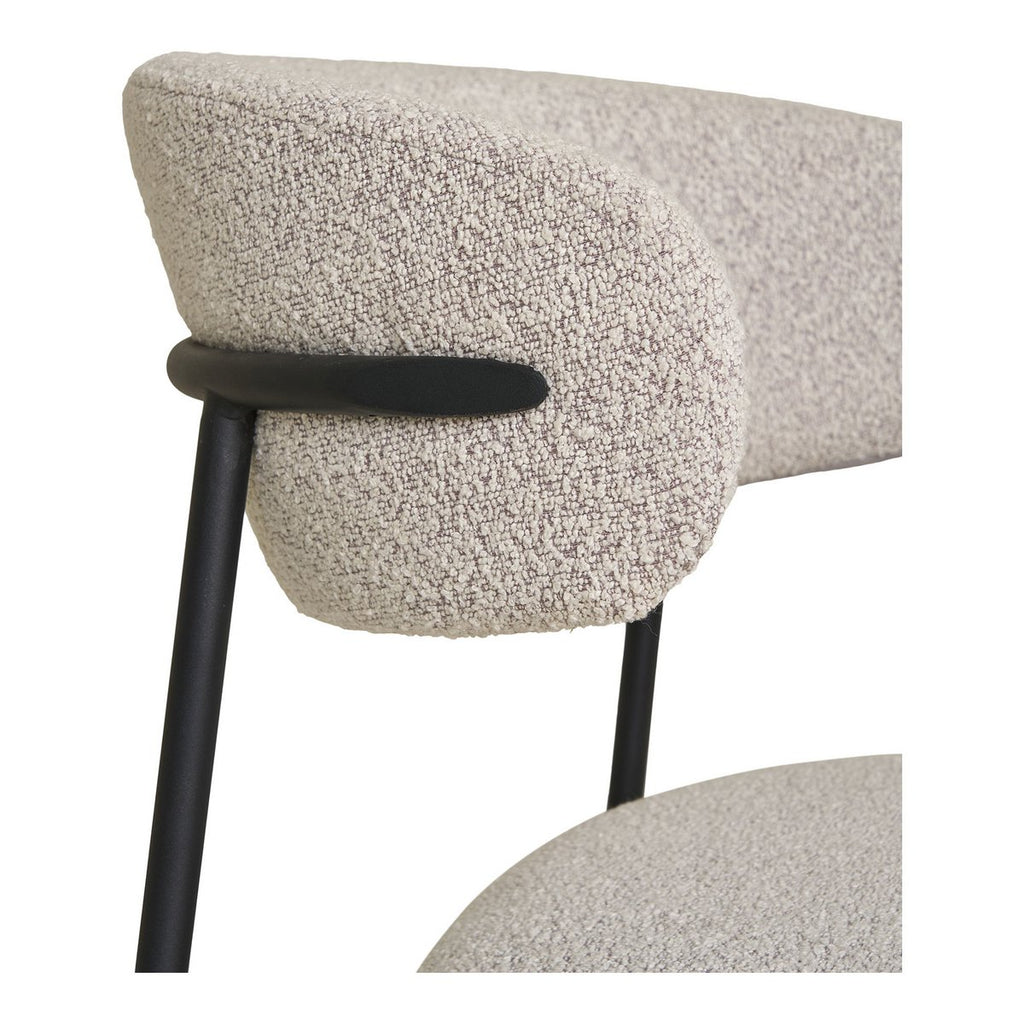 Chaise de salle à manger Mira – Bouclé sable & pieds noirs (lot de 2)